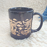 Black Ceramic Mugs with Golden Design