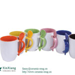 White U-shaped sublimation coffee mugs with spoon