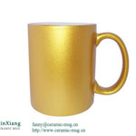 Golden straight printed ceramic coffee mugs with lid