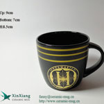 12o Black barrel printed ceramic coffee mugs with logo
