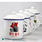 14oz Large white camping ceramic mug with lid