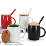 Fine Porcelain Ceramic Mugs With Wood Cover