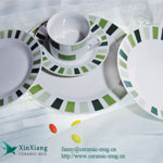 Ceramic Meat Plate Suit ceramic tableware set with green rim