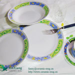 Green Ceramic Meat Plate Suit printed ceramic plates