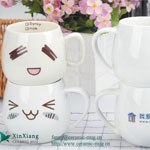 8oz White egg shaped funny smiling face ceramic coffee mugs