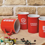 Custom red square Nestle ceramic coffee mugs Manufacturers