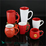 Red Color Glazed Promotional Ceramic Coffee Mugs with logo