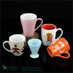 V Shape Color Glazed Promotional Ceramic coffee mugs
