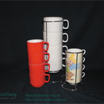 Stacked Cup - Color glazed ceramic mugs stackable mugs ceramic