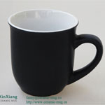 Large black matte ceramic coffee mugs with logo