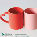Pink Valentine's Day ceramic sublimated coffee mugs with heart shaped handle