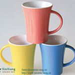 Blue thin belly wide mouthed promotional ceramic coffee mugs