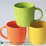 Green thick shiny promotional ceramic coffee mugs