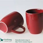 Red Color Glazed Tea Mugs 11OZ