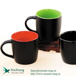 14oz Black matte thick ceramic coffee mugs with logo