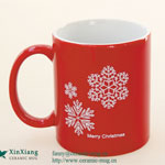 Custom Red shiny printed Christmas ceramic coffee mugs