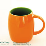 Orange color gazed ceramic beer mugs 14oz fat coffee mugs
