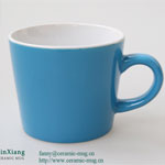 Blue color glazed soup ceramic mugs Wide mouthed mugs