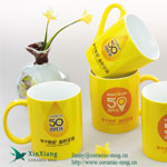 Yellow Ceramic Coffee Mugs With Printing Cheap sublimation mugs