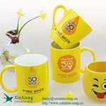 Custom cheap yellow straight classic promotional ceramic mugs