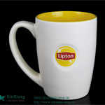 Custom Relief V Shape Glazed Lipton ceramic tea mugs