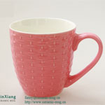 Pink Grain Color Glazed Ceramic Coffee Mugs