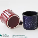 Red shiny speckled stoneware coffee mugs Imitation enamel mugs