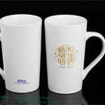 High plain white ceramic coffee mugs with logo