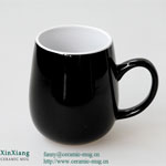 12oz Black egg shaped ceramic coffee mugs with logo
