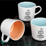 White simple straight short ceramic coffee mugs with logo