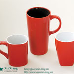 Red Color Glazed printed Ceramic coffee Mugs