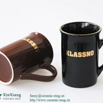 European style shiny high ceramic coffee mugs with gold rim