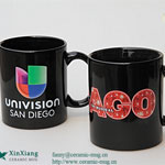 Black straight shiny ceramic sublimation mugs with logo