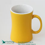 Yellow matte thin belly ceramic coffee mugs with logo