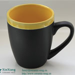 Black V-shaped ceramic coffee mugs that can be written