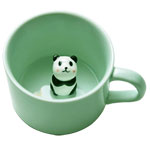 Wholesale 3D panda animal Ceramic Coffee Mugs with lid cowboy celadon tea cups