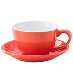 Custom 300cc Red Glazed Ceramic coffee mugs European coffee set  saucer