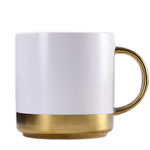350ml custom manufacturers two colors white and gold ceramic coffee mugs with gold handle