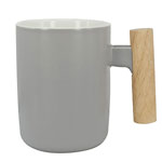 380ml manufacturers grey nordic ceramic mugs wood handle ceramic coffee mugs with wood lid