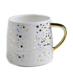 Suppliers white creative star ceramic mugs with lid luxury ceramic coffee cup with gold handle