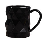 Custom black 12oz 3D ceramic mugs Matte colored glaze relief ceramic coffee lovers mugs