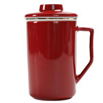 Manufacturers red 400ml big ceramic tea mugs with tea filter and lid Solid color ceramic tea cup with gold rim