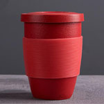 Manufacturers red retro pottery ceramic tea mugs with tea filter and lid silicone handle