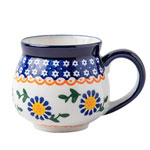 China retro fat ceramic mugs with decal blue and flower ceramic milk mugs manufacturers