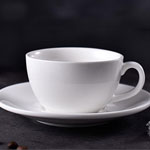 Custom 290ml plain white ceramic coffee cup and saucer with logo blank ceramic mugs manufacturers