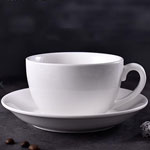 Custom 400ml plain white ceramic coffee cup and saucer with logo blank ceramic mugs manufacturers