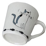Custom stonware cat ceramic mugs 3D speckle ceramic horn mug with logo