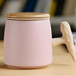 Custom 11oz plain pink frosted ceramic tea mugs with filter and lid  coffee mugs manufacturers