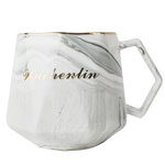 Custom 12oz marble ceramic coffee mugs with logo 3D diamond shape ceramic mugs with gold rim