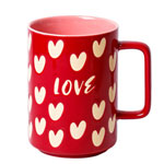 Printed red tall 16oz ceramic mugs with logo 2 colors coffee mugs with square handle
